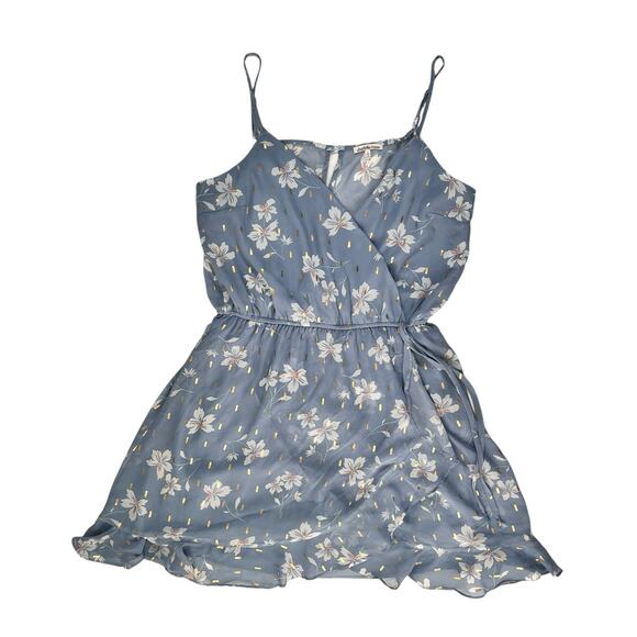 Fit & Flare Swiftie Dress Large Blue Gold Floral Lined Sleeveless Coquette Flirt - Picture 9 of 16